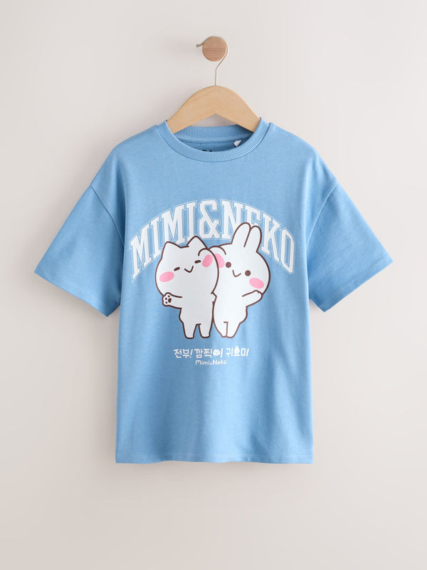 Blue Mimi & Neko Graphic Print T-Shirt (3-16yrs)