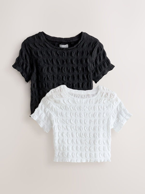 Black/White Textured T-Shirts 2 Pack (3-16yrs)