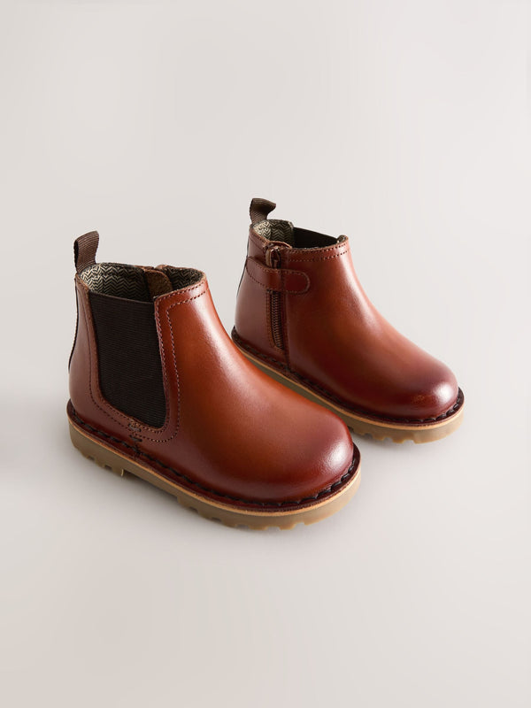 Tan Brown Leather Chelsea Boots