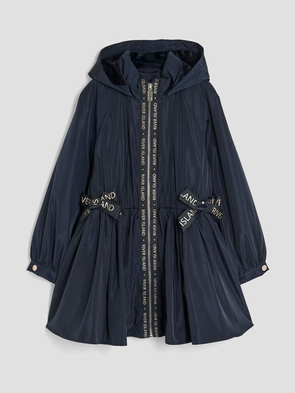 River Island Blue Peplum Rain Mac Coat