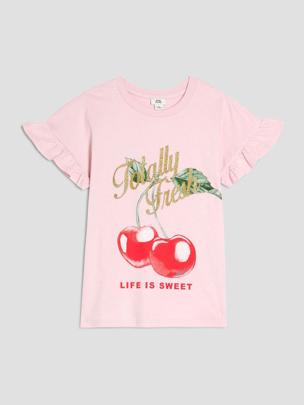 River Island Pink Cherry Frill T-Shirt