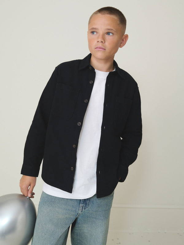 Black Brushed Overshirt (3-16yrs)