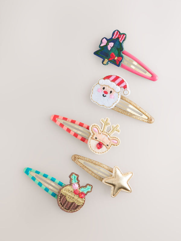 Red Sparkle Christmas Clips 5 Pack