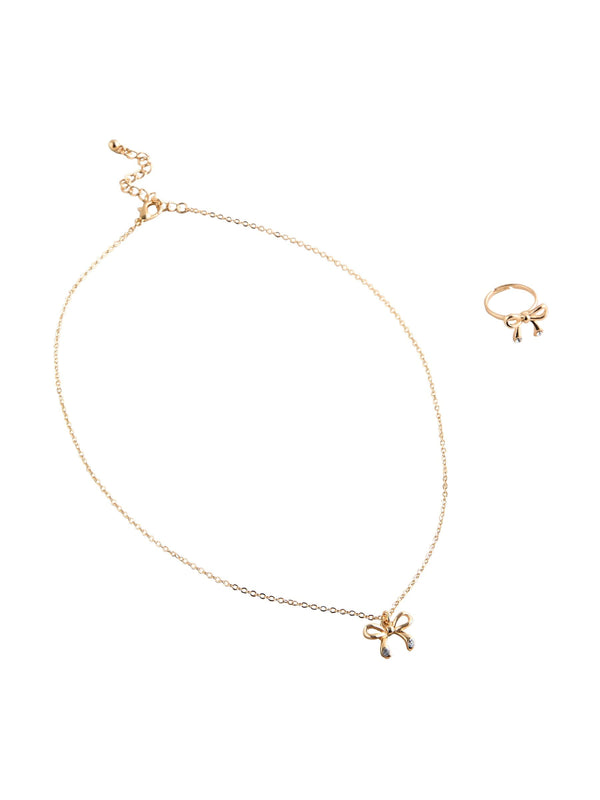 Gold Bow Gift Box Jewellery Set