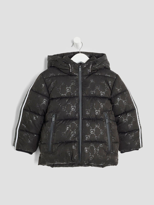 River Island Black Bear Padded Coat