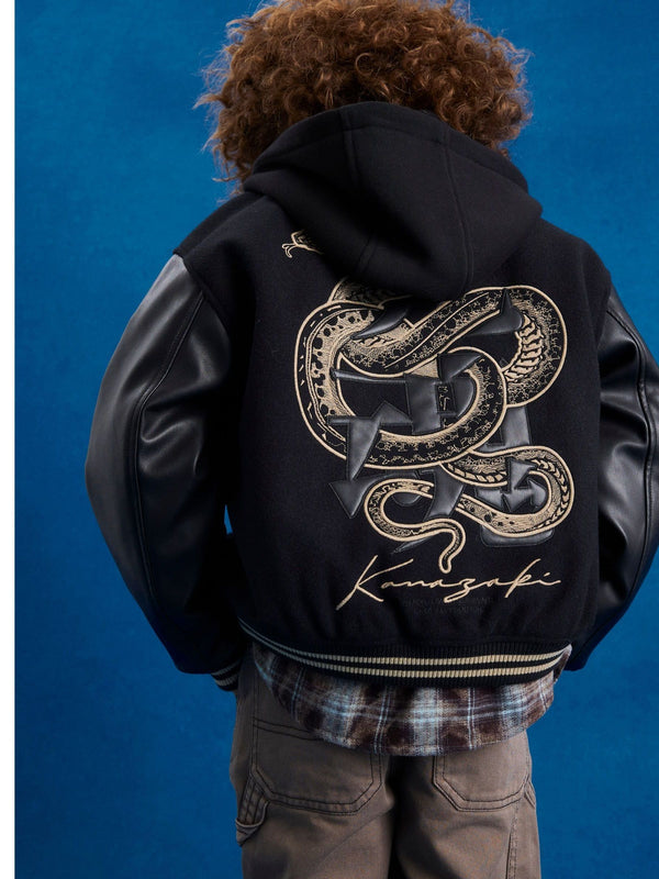 River Island Black Japanese Varsity Bomber Jacket