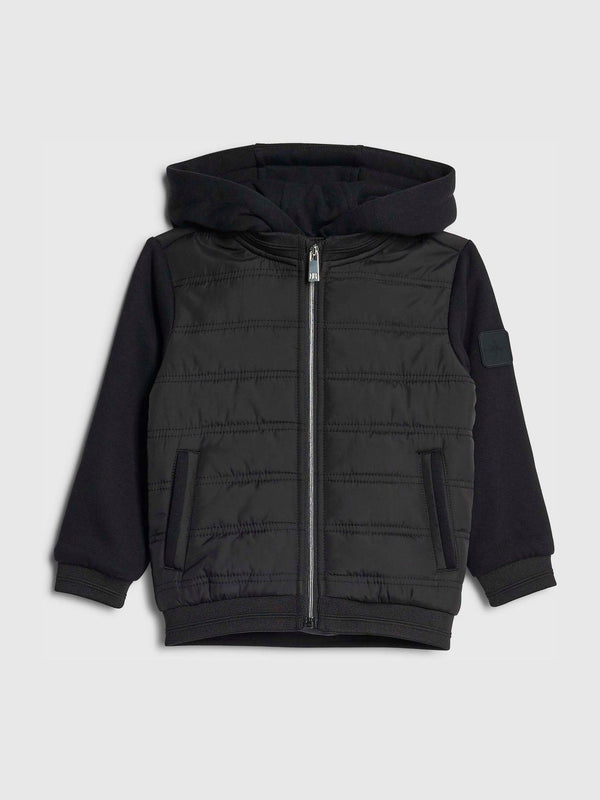 River Island Black Padded Hybrid Hood Jacket