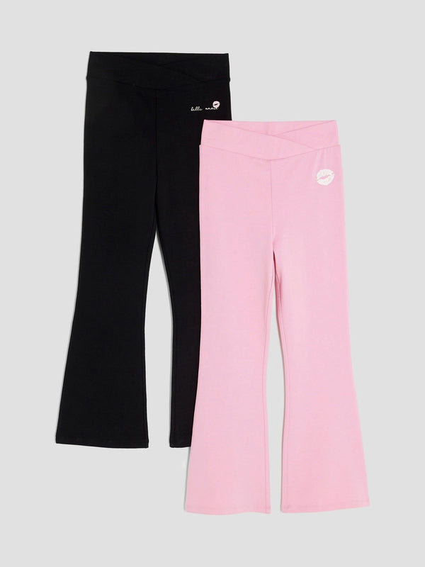 River Island Black Cross Front Kickflare Trousers 2 Pack