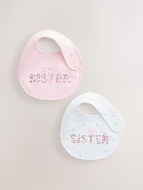 Pink/White Sister Family Baby Bibs 2 Pack