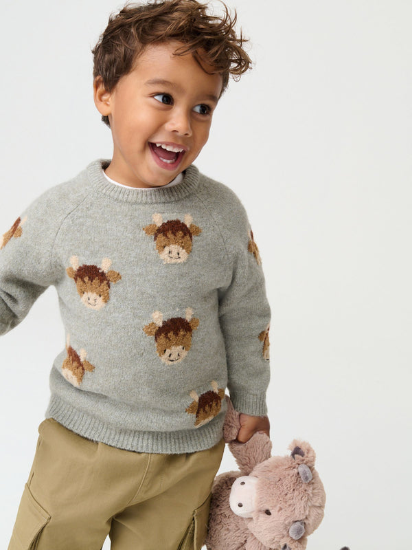 Brown Hamish Knitted Crew Neck Jumper (3mths-7yrs)
