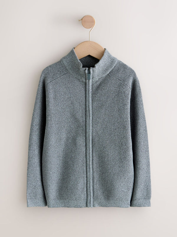 Charcoal Grey Twist Zip Through Knitted Cardigan (3-16yrs)