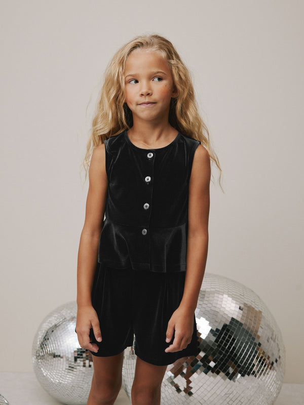 Black Velour Waistcoat and Short Set (3-16yrs)