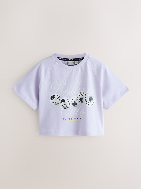 Baker by Ted Baker Lilac Purple Boxy Fit Dice Graphic Print T-Shirt