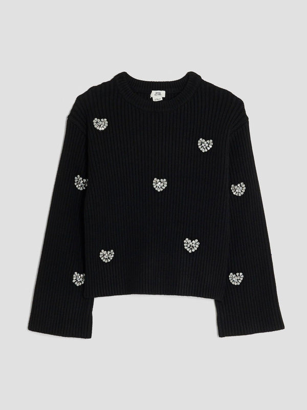 River Island Black Embellished Heart Jumper