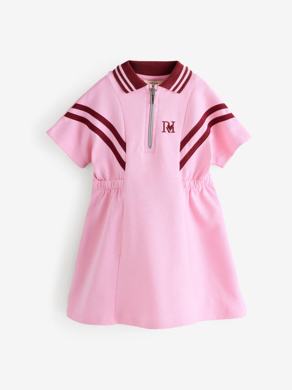 River Island Pink Girls Stripe Polo Dress