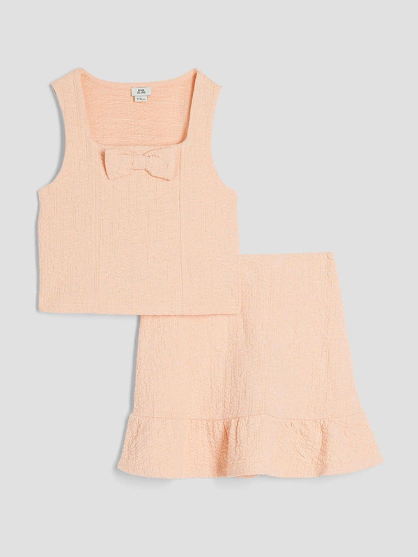 River Island Pink Girls Textured Waistcoat Set