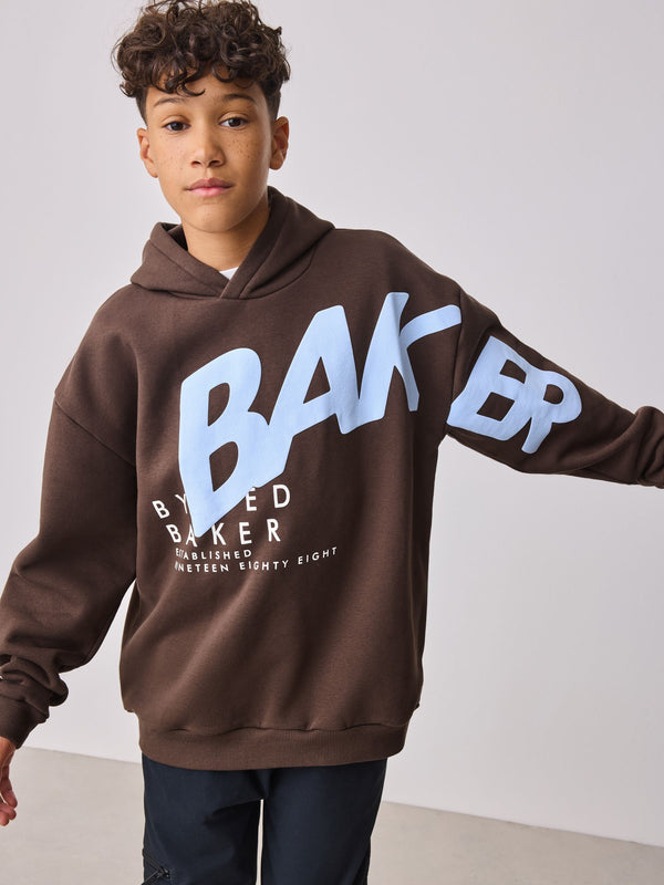 Baker by Ted Baker Oversized Brown Graphic Hoodie