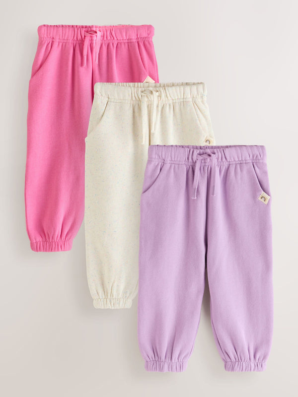 Pink/Lilac/Oatmeal 3 Pack Joggers Set (3mths-7yrs)