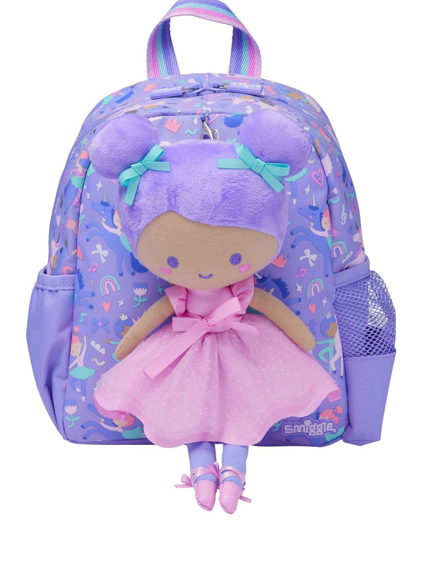 Smiggle Purple Ready Set Go Teeny Tiny Backpack With Detachable Plush Toy