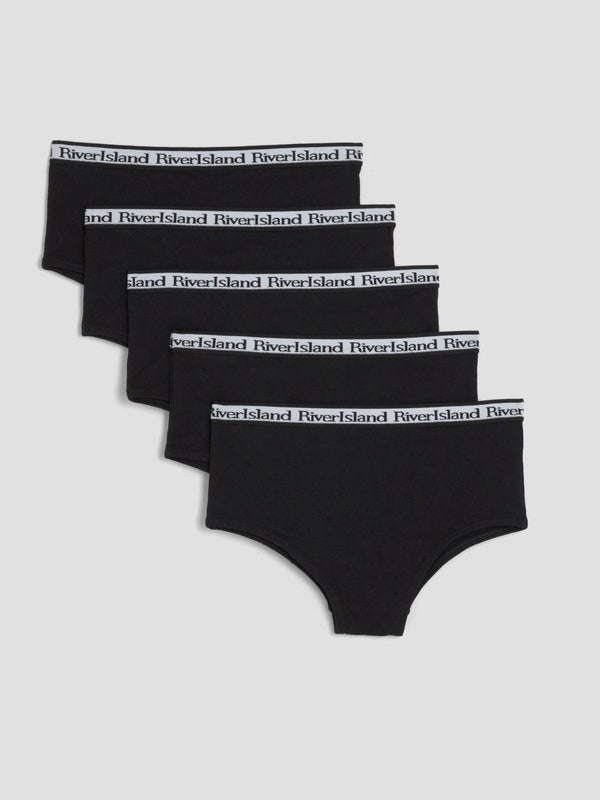 River Island Black Girls Hipster Briefs 5 Pack