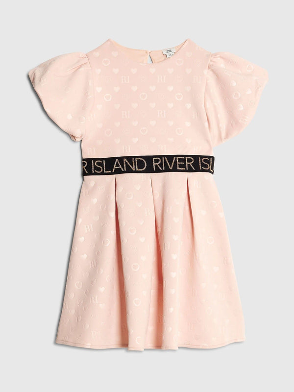 River Island Pink Girls Embossed Scuba Dress