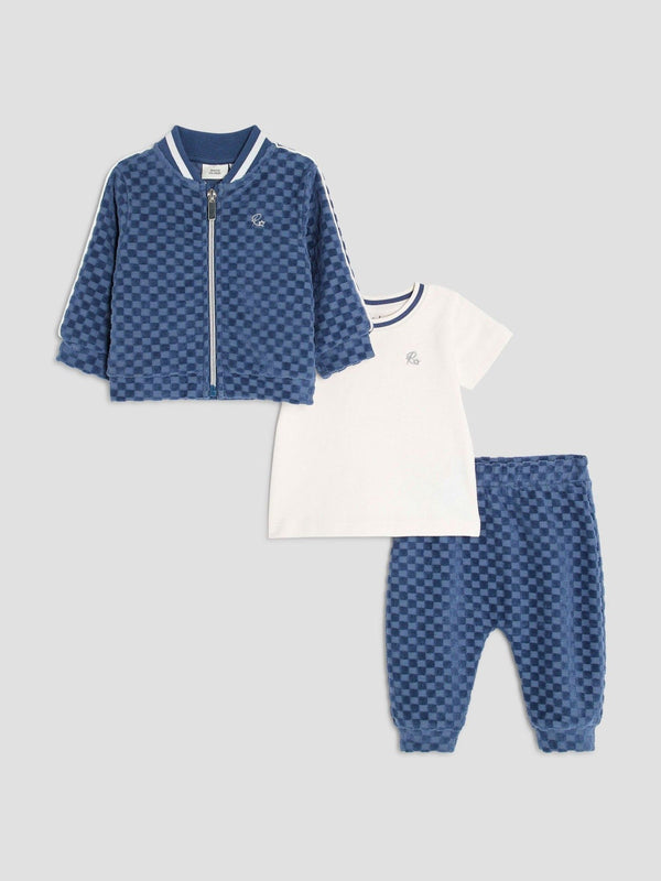 River Island Blue Baby Boys Velour Zip Thru Set