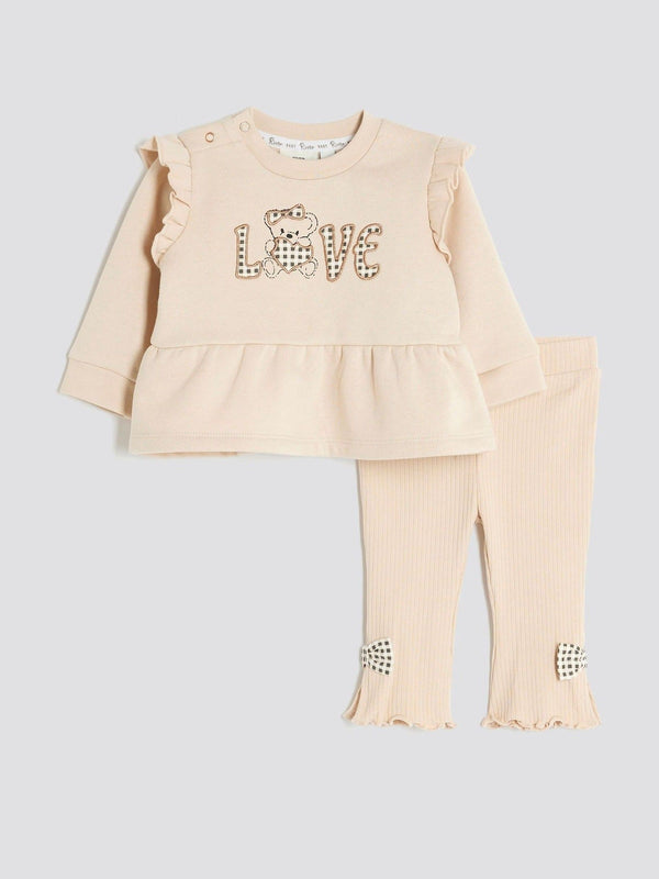 River Island Brown Baby Girls Gingham Peplum Sweat Set