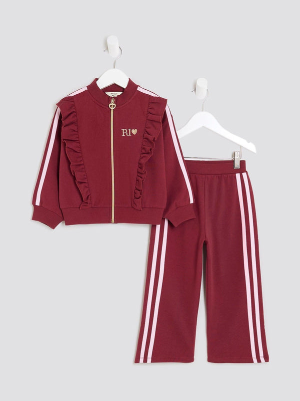 River Island Red Girls Frill Tracksuits Set