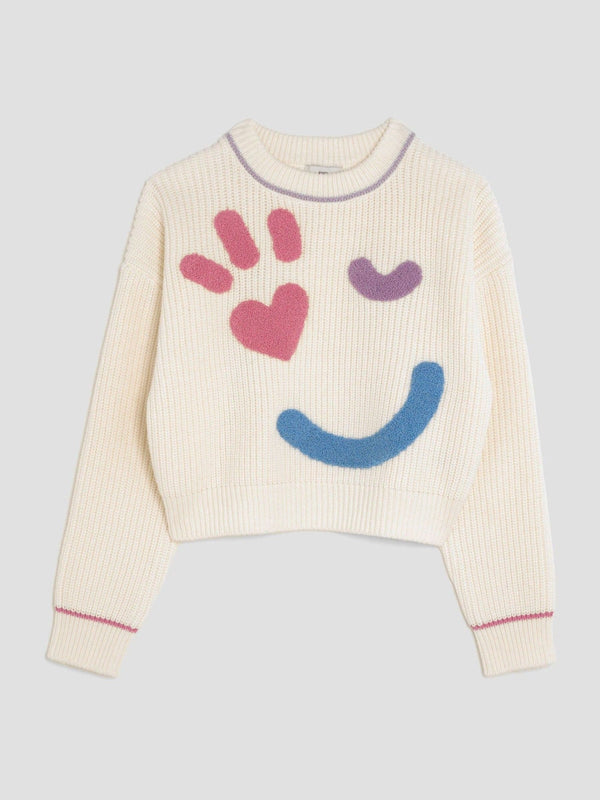 River Island Cream Girls Smiley Jumper