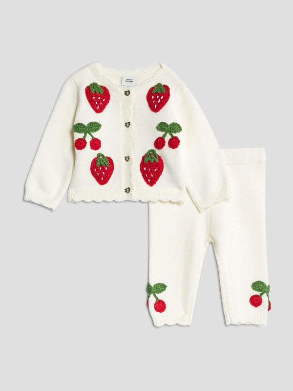 River Island Brown Girls Strawberry Cardigan Set