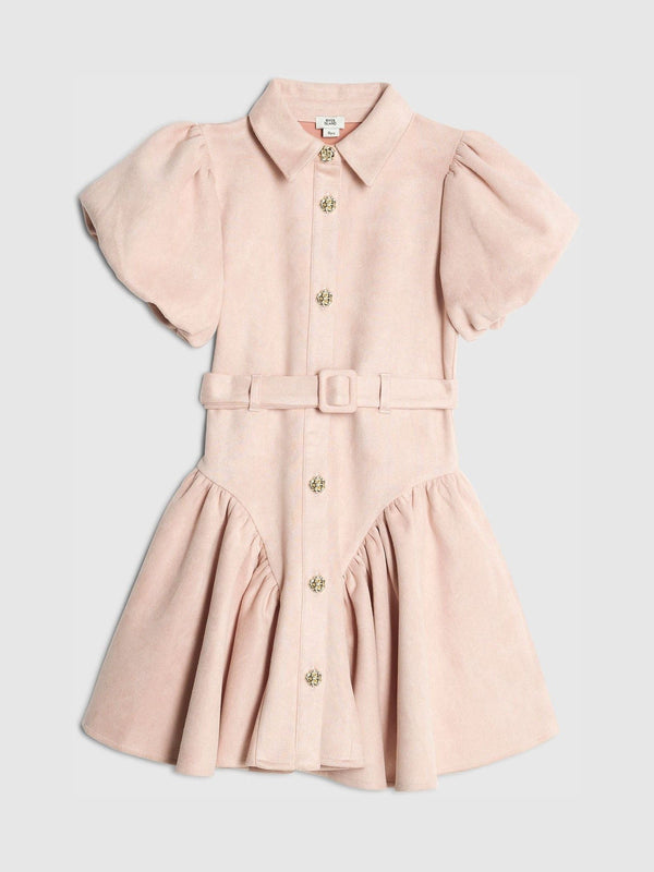 River Island Pink Suedette Prom Dress