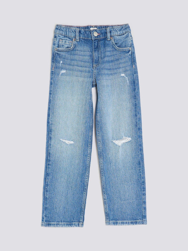 River Island Blue Ripped Straight Jeans