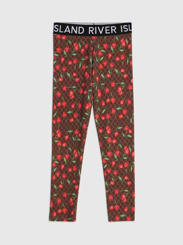 River Island Brown Monogram Cherry Leggings