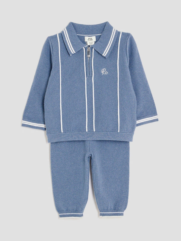 River Island Blue Baby Polo Zip Set