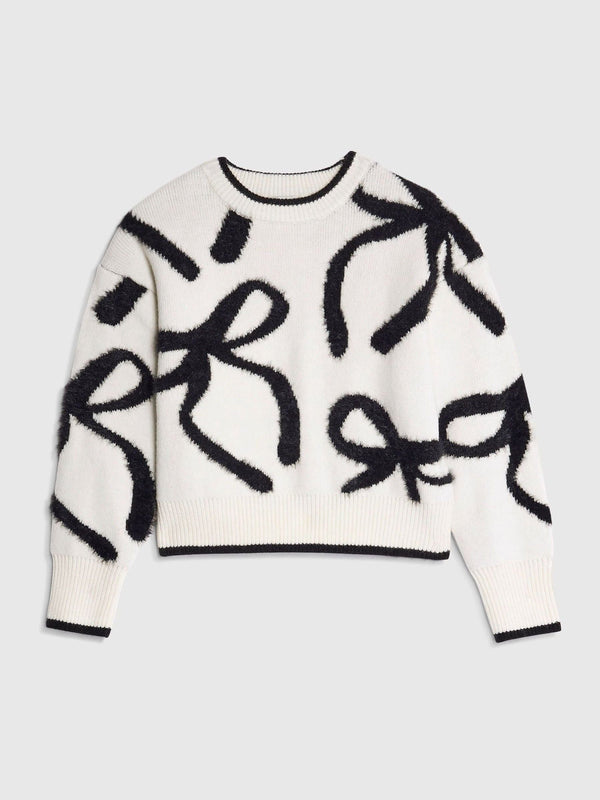 River Island Cream Fluffy Bow Jumper