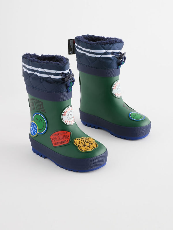 Dark Green Thermal Thinsulate™ Lined Cuff Wellies immediate