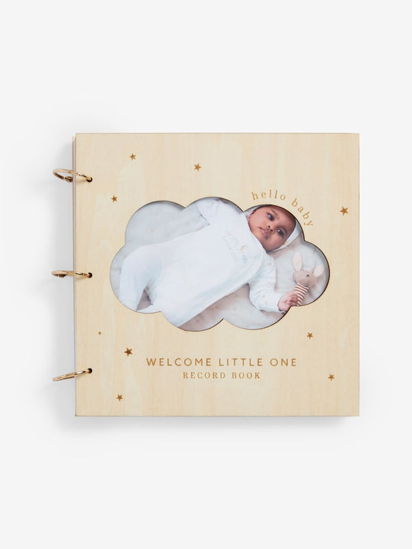 Natural New Baby Cloud Wooden Record Book