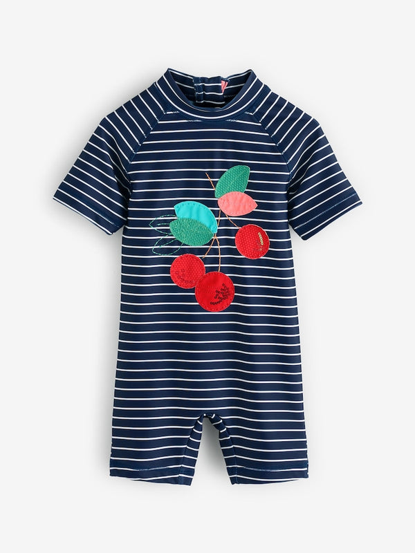 Navy Cherry Zip Back Sunsafe Swimsuit immediate
