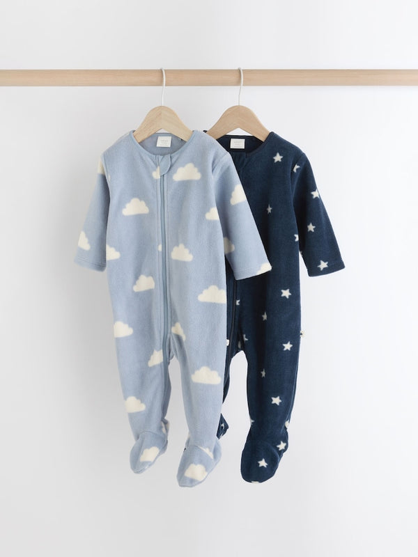 Blue Star/Cloud Fleece Sleepsuits 2 Pack immediate