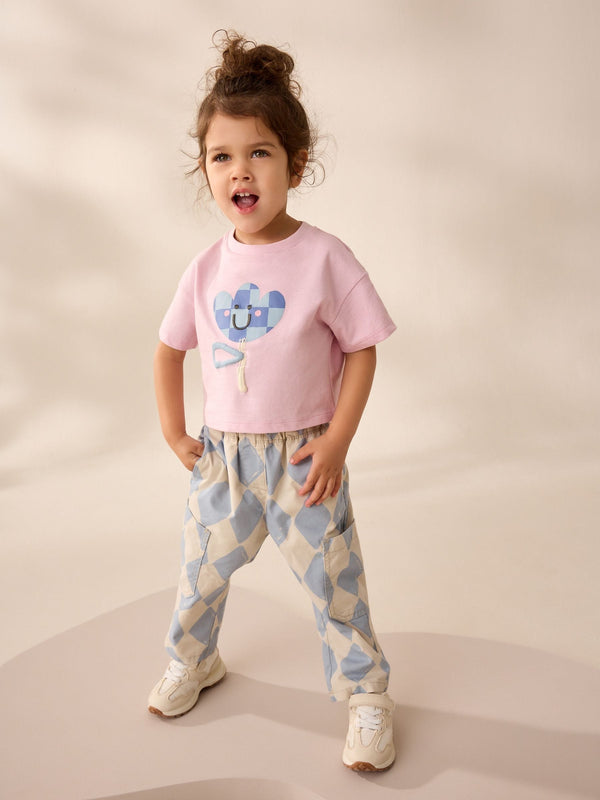 Blue/Lilac 100% Cotton T-Shirt and Trousers Set (immediate)