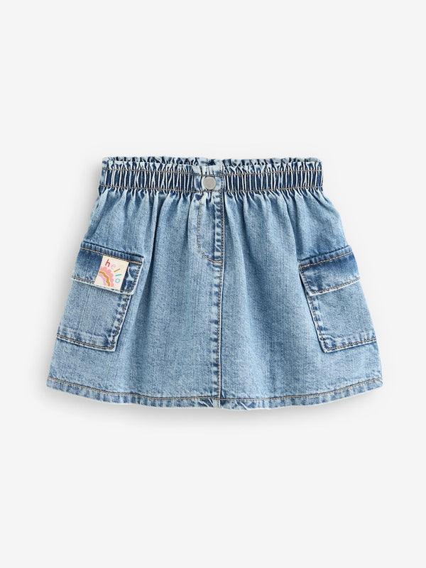 Denim Cargo 100% Cotton Skirt immediate