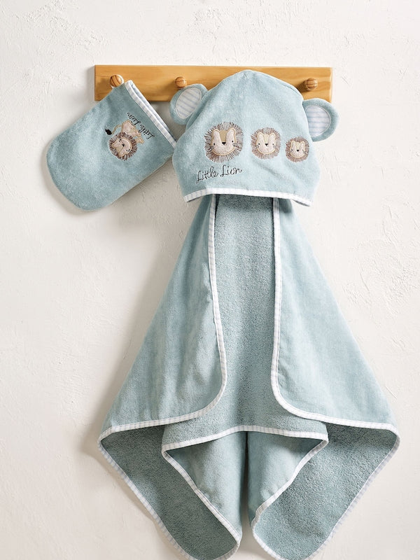 Blue Lion 100% Cotton Newborn Hooded Baby Towel