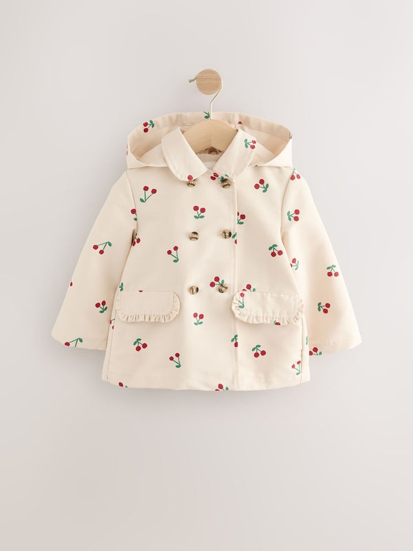 Neutral Cherry Printed Shower Resistant Trench Coat immediate