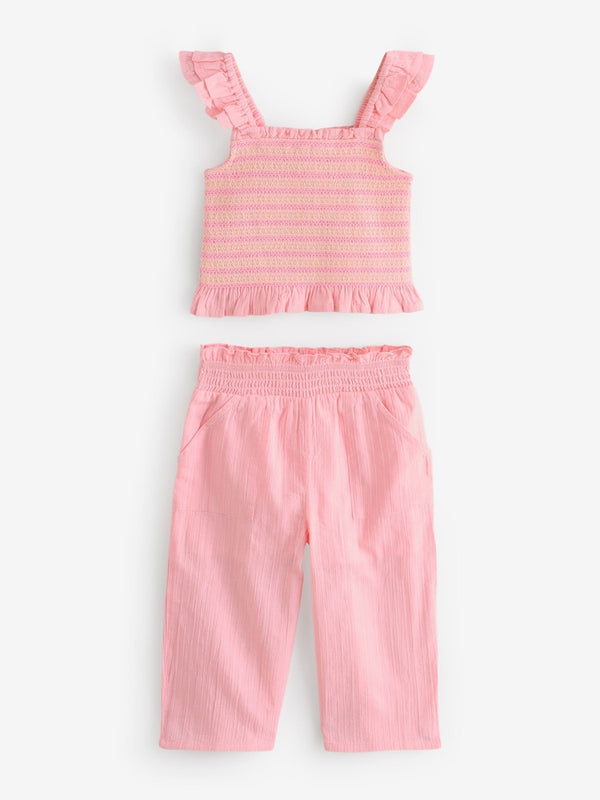 River Island Pink Shirred Flutter Sleeve Set immediate