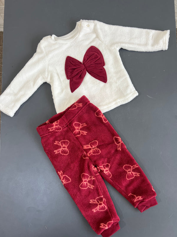 Primark red bow fleece pyjama