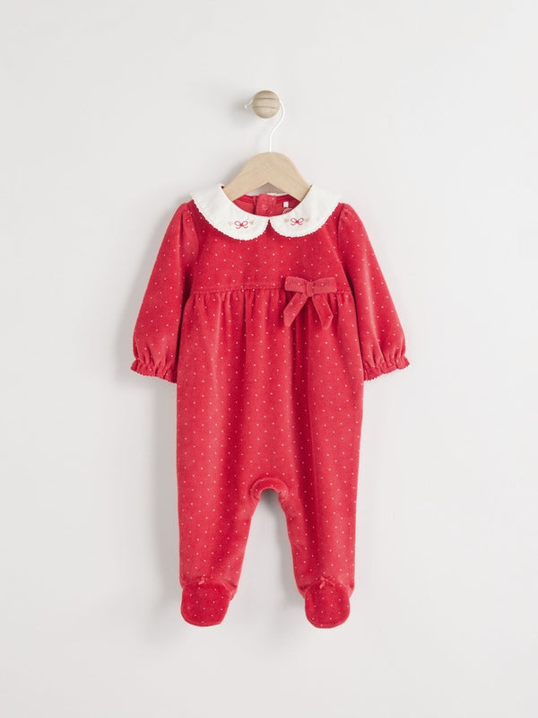 Red Baby Velvet Christmas Sleepsuit immediate