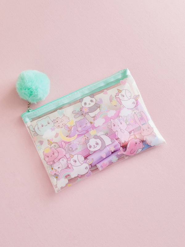 Lilac Purple Kawaii Unicorn Stationery Set