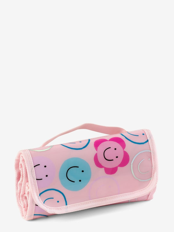 Pink Smiley Faces Filled Fold Up Pencil Case