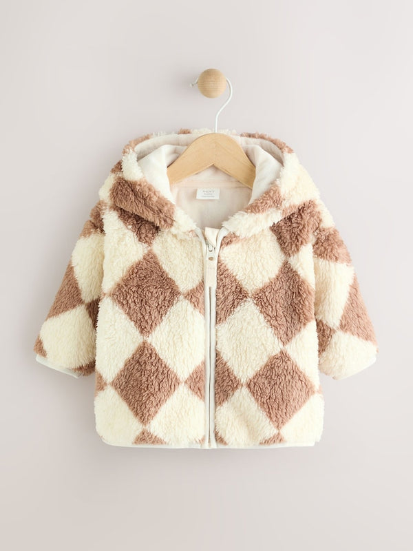 Beige Harlequin Baby Cosy Fleece Jacket with 3D Ears immediate