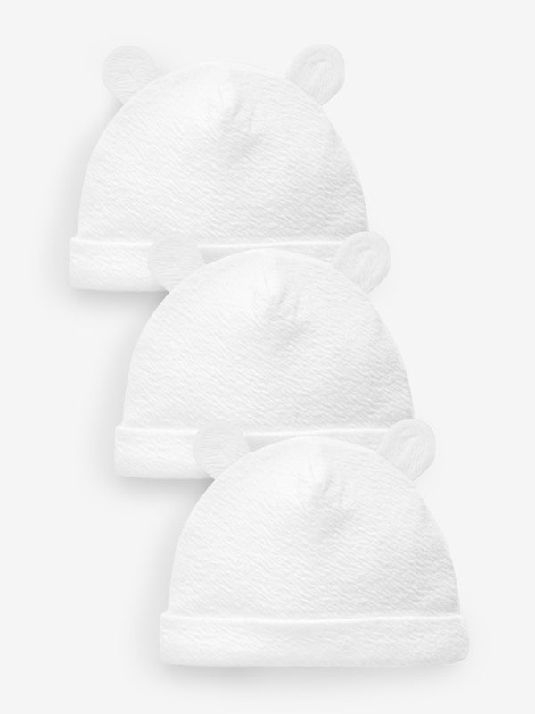 White Beanie Jersey Baby Hats 3 Pack immediate